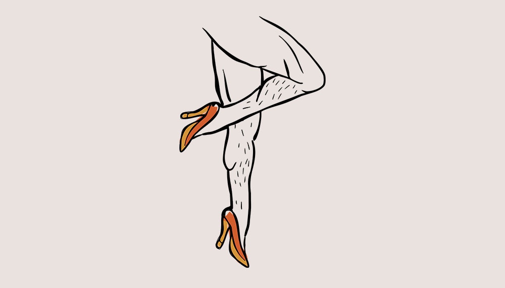web tile with Hairy legs in high heels